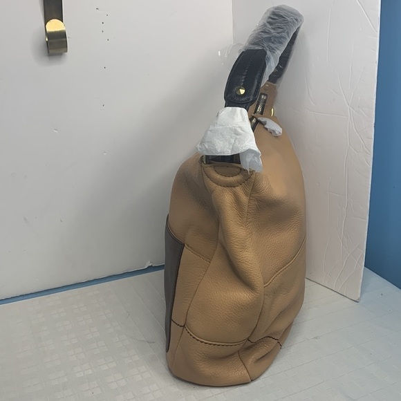 NWT orYANY Adele Colorblock Beige Brown Leather Hobo Bag - Picture 3 of 11